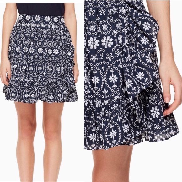 Kate Spade Shore Thing Eyelet Wrap Skirt Blue NWT - Picture 14 of 15